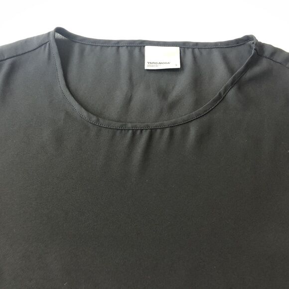 Vero Moda Blouse Women Small Black Sheer Top 3/4 Bell Sleeves Vmelli Career Work - Picture 4 of 11